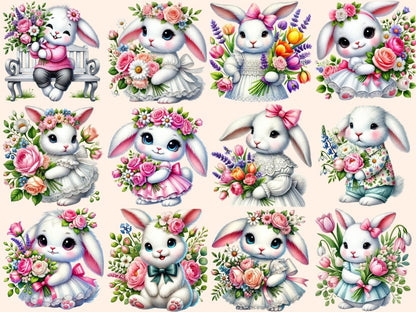 Flower Bunnies Clipart bunny art - Wonders Artist