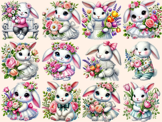 Flower Bunnies Clipart