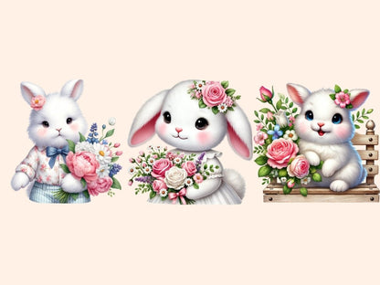 Flower Bunnies Clipart bunny art - Wonders Artist