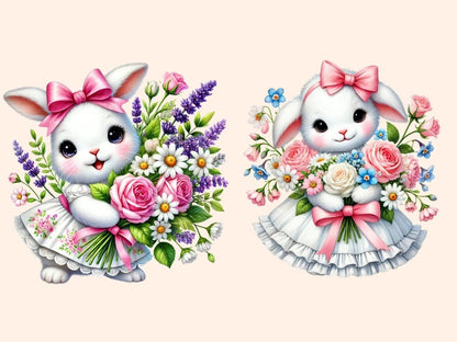 Flower Bunnies (P2) Clipart bunny art - Wonders Artist