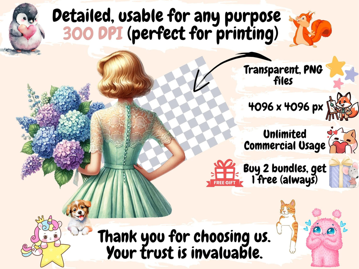 Flower Girls Clipart - High - Quality Instant Digital Download for Creative Projects