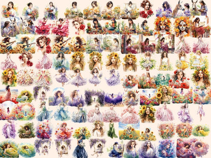 Flower Girls Watercolor Clipart beautiful girl png - Wonders Artist