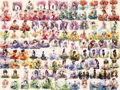 Flower Girls Watercolor Clipart beautiful girl png - Wonders Artist