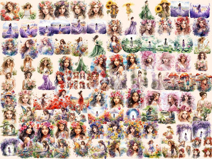 Flower Girls Watercolor Clipart beautiful girl png - Wonders Artist