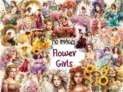 Flower Girls Watercolor Clipart beautiful girl png - Wonders Artist