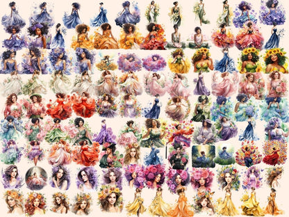 Flower Girls Watercolor Clipart beautiful girl png - Wonders Artist