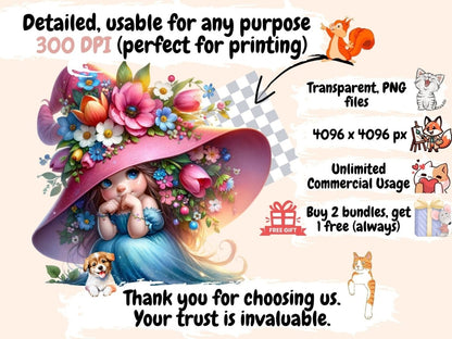 Flower Gnomes Clipart Cute gnome art - Wonders Artist