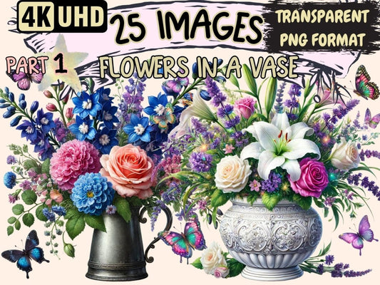 Flowers in a Vase Clipart floral digital art - Wonders Artist