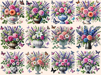 Flowers in a Vase Clipart floral digital art - Wonders Artist