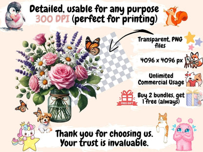 Flowers in a Vase Clipart floral digital art - Wonders Artist