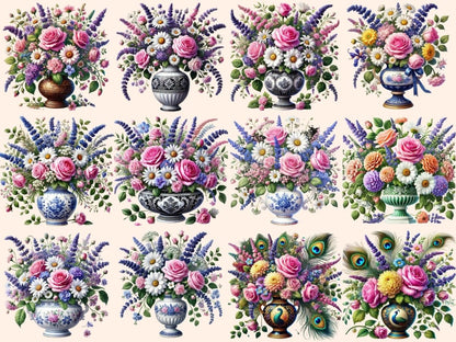 Flowers in a Vase (P2) Clipart floral digital art - Wonders Artist