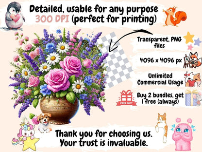 Flowers in a Vase (P2) Clipart floral digital art - Wonders Artist