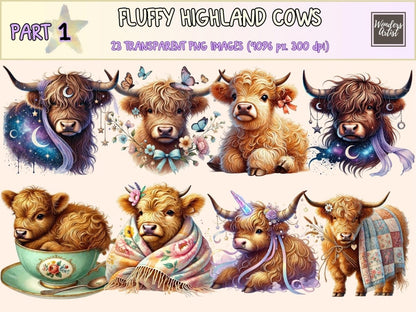 Fluffy Highland Cows Clipart baby cow png - Wonders Artist