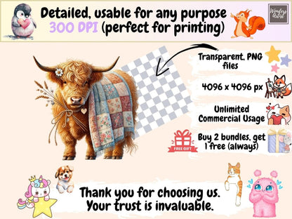 Fluffy Highland Cows Clipart baby cow png - Wonders Artist