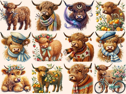 Fluffy Highland Cows (P2) Clipart baby cow png - Wonders Artist