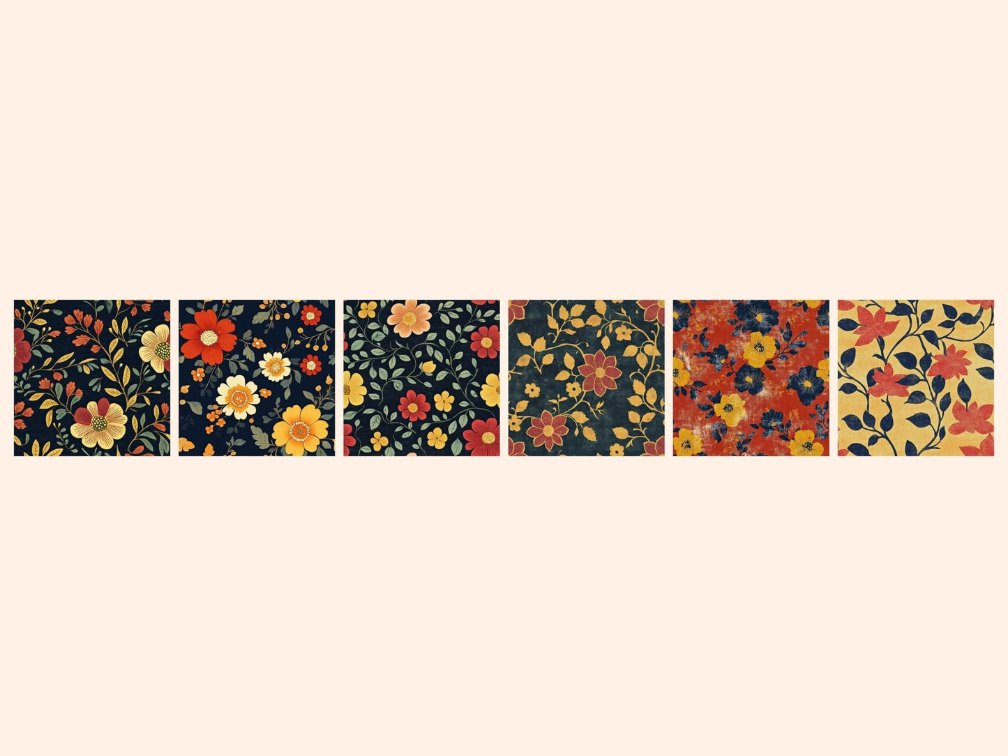 Folk Florals Seamless Digital Paper - High - Quality Instant Digital Download for Creative Projects