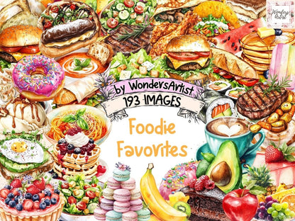 Foodie Favorites Watercolor Clipart Culinary Clipart - Wonders Artist
