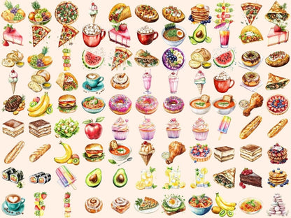 Foodie Favorites Watercolor Clipart Culinary Clipart - Wonders Artist
