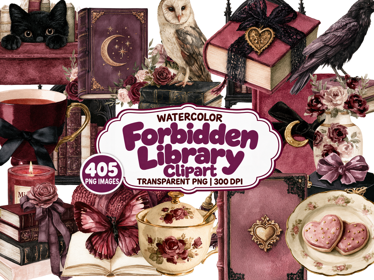 Forbidden Library Watercolor Clipart — approved cover