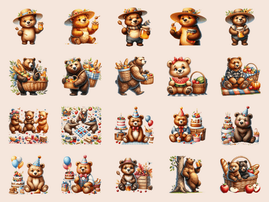 Forest Bear Picnic Clipart