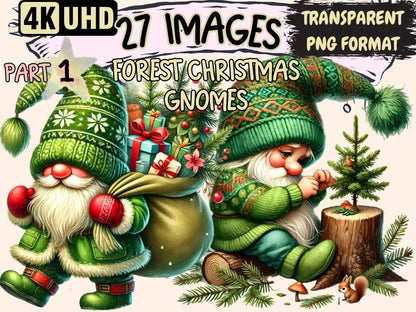 Forest Christmas Gnomes Clipart Christmas Gnomes Art - Wonders Artist