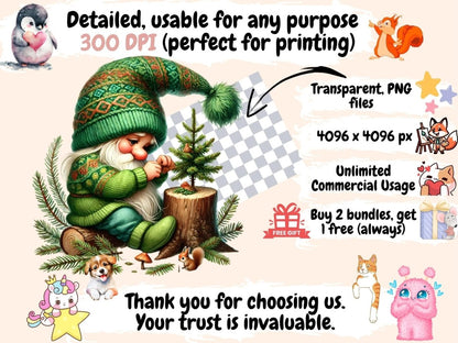 Forest Christmas Gnomes Clipart Christmas Gnomes Art - Wonders Artist