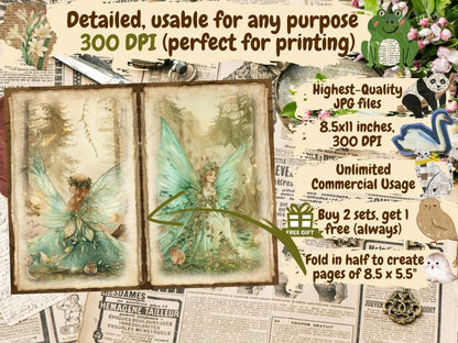 Forest Fairies Journal Pages (P4) Enchanted Forest Art - Wonders Artist