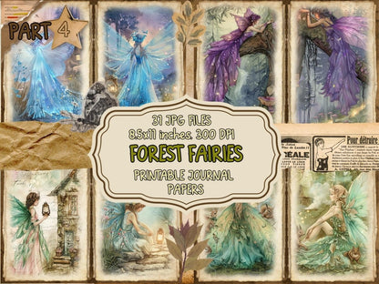 Forest Fairies Journal Pages (P4) Enchanted Forest Art - Wonders Artist