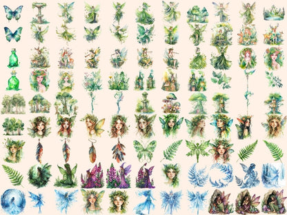 Forest Fairies Watercolor Clipart fairies clipart - Wonders Artist