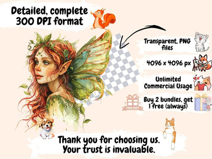 Forest Fairies Watercolor Clipart fairies clipart - Wonders Artist