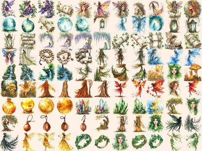 Forest Fairies Watercolor Clipart fairies clipart - Wonders Artist
