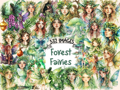 Forest Fairies Watercolor Clipart fairies clipart - Wonders Artist
