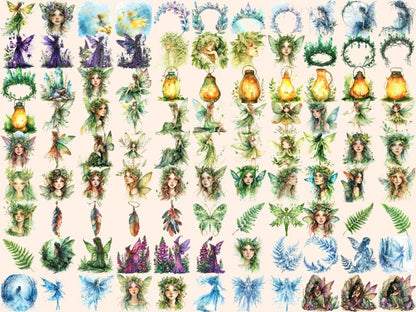 Forest Fairies Watercolor Clipart fairies clipart - Wonders Artist