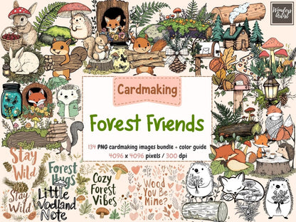 Forest Friends Cardmaking Clipart animal clipart png - Wonders Artist