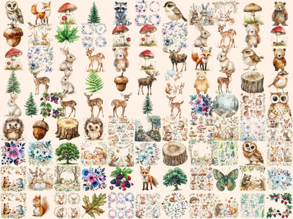 Forest Friends Watercolor Clipart Adorable Animals - Wonders Artist