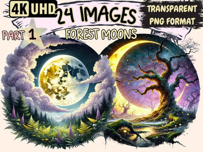 Forest Moons Clipart Fairy Tale Moon Art - Wonders Artist