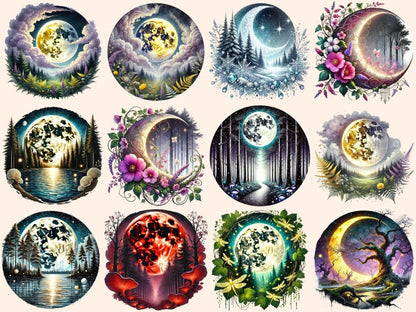 Forest Moons Clipart Fairy Tale Moon Art - Wonders Artist