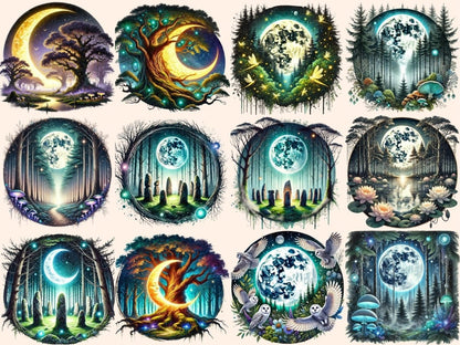 Forest Moons Clipart Fairy Tale Moon Art - Wonders Artist