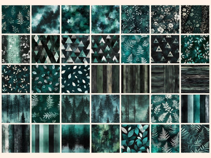 Forest Mystique Seamless Pattern Digital Papers dark forest print - Wonders Artist