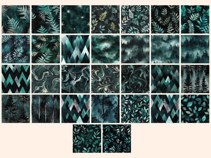 Forest Mystique Seamless Pattern Digital Papers dark forest print - Wonders Artist