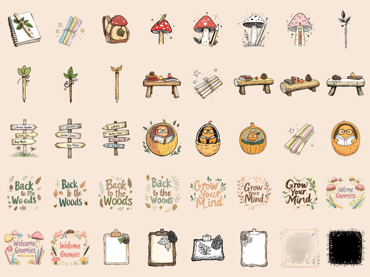 Forest School Cardmaking Clipart All Bundles Cardmaking Clipart - WondersArtist