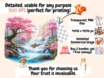 Forest Waterfalls Clipart Cute waterfall art - Wonders Artist