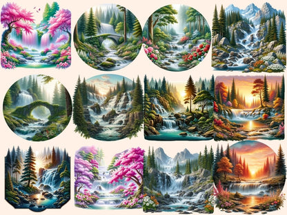 Forest Waterfalls Clipart Cute waterfall art - Wonders Artist