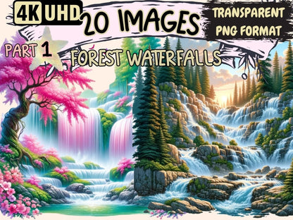 Forest Waterfalls Clipart Cute waterfall art - Wonders Artist