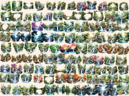 Forest Waterfalls Watercolor Clipart forest clipart - Wonders Artist