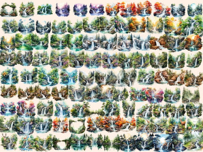 Forest Waterfalls Watercolor Clipart forest clipart - Wonders Artist