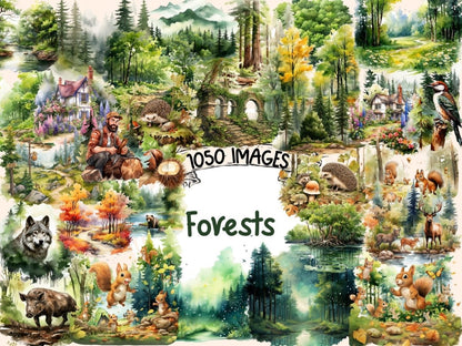 Forests Watercolor Clipart forest backgrounds - Wonders Artist