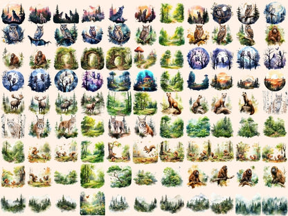 Forests Watercolor Clipart forest backgrounds - Wonders Artist