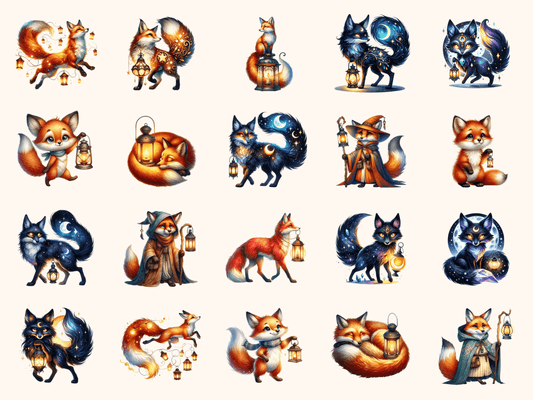 Fox & Lantern Clipart