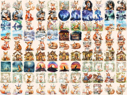 Foxes Watercolor Clipart baby fox clipart - Wonders Artist